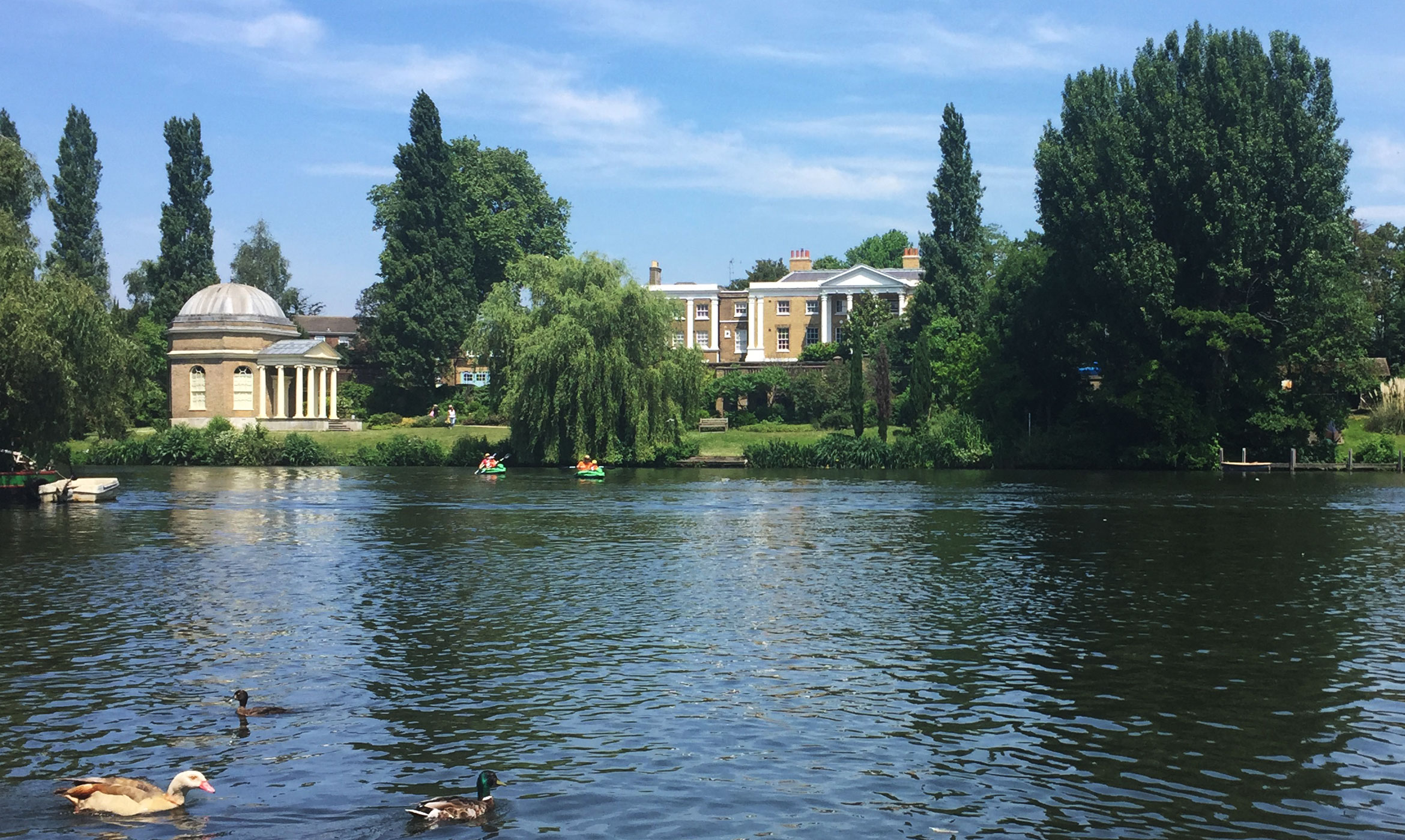 Photograph of Grrick’s Villa and Garrick’s Temple to Shakespeare on teh north bank of the river Thames in Hampton by William Redfern